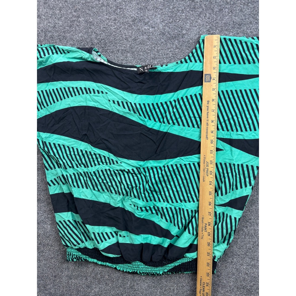 Nahe Hawaiian Blouse Womens XS Green Black Dolman Smocked Waist Top - Picture 4 of 9